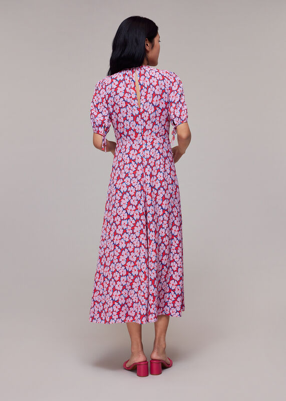 Pink Farfalle Flower Midi Dress