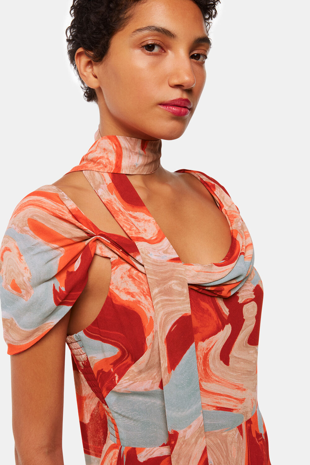 Red Marble Print Dress