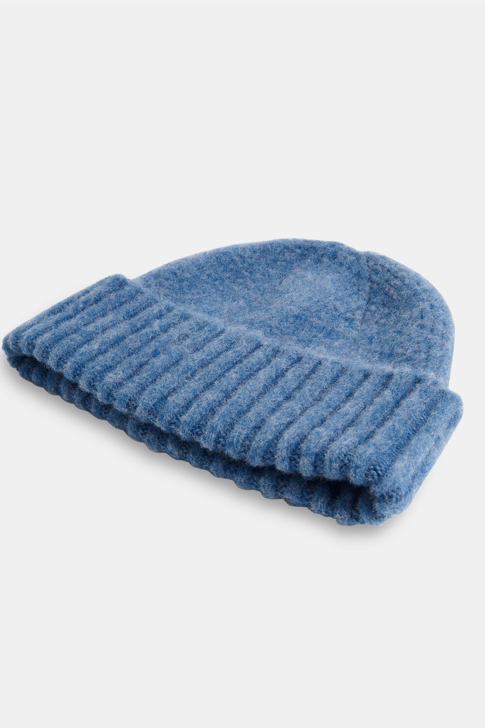 Blue Brushed Lambswool Beanie Hat