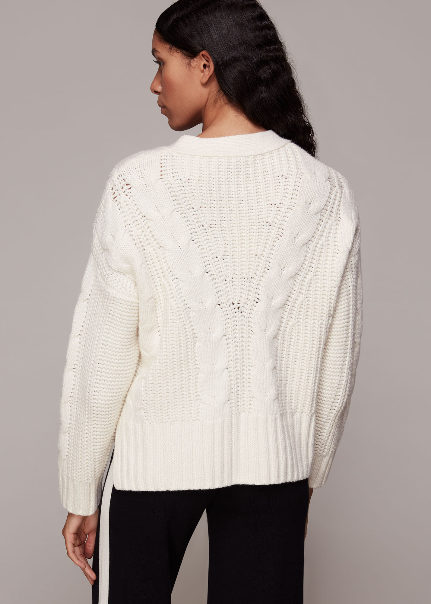 Ivory Cable Knit Cardigan | WHISTLES |