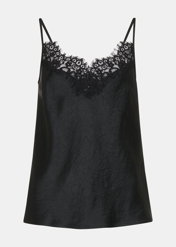 Black Lace Trim Cami Top