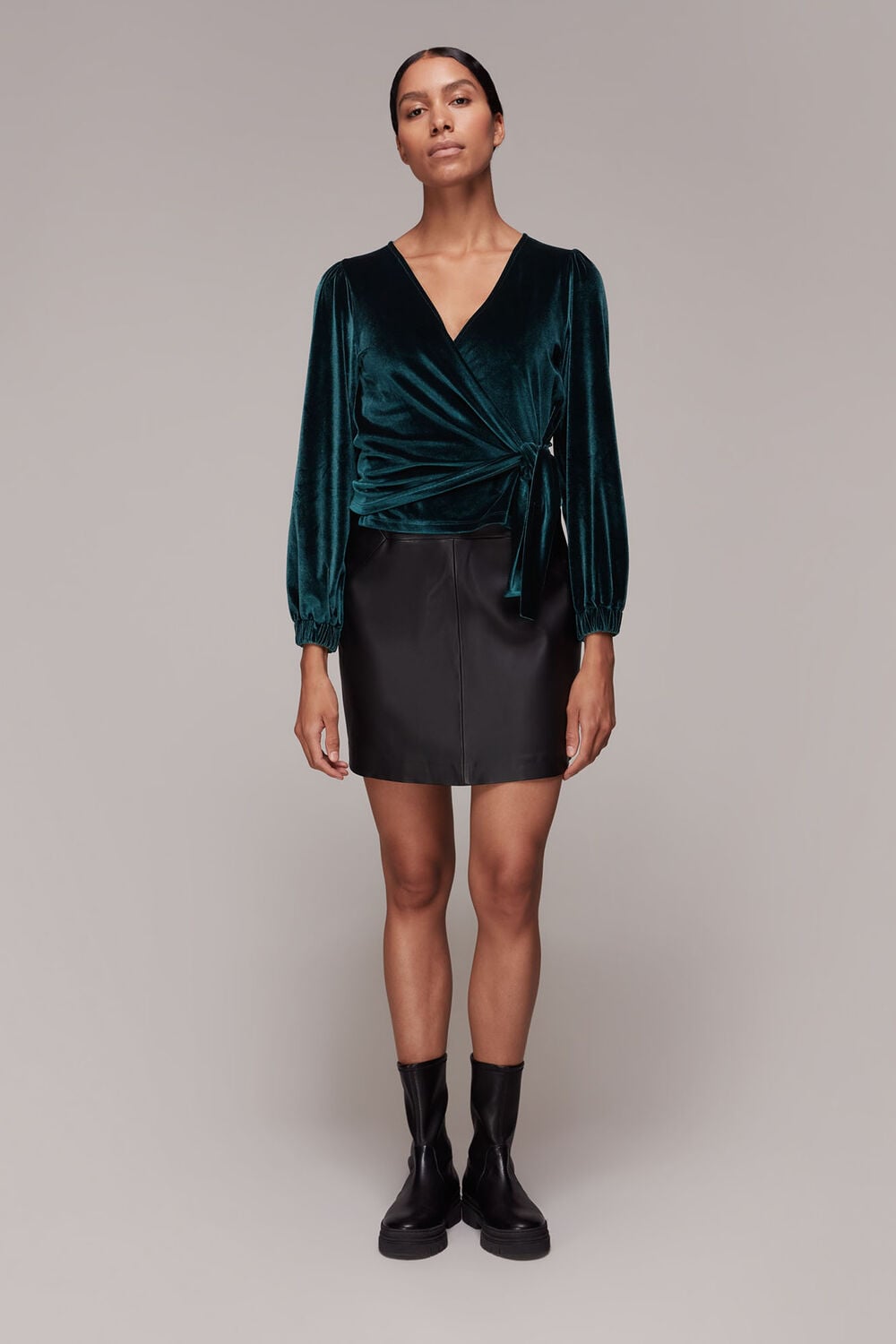 Velvet V Neck Wrap Top