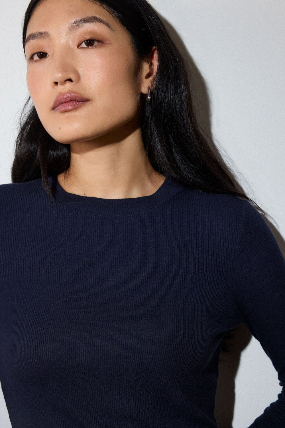 Navy Essential Ribbed Crew