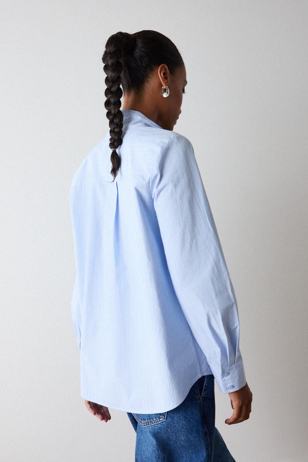 Blue Scarf Stripe Cotton Shirt