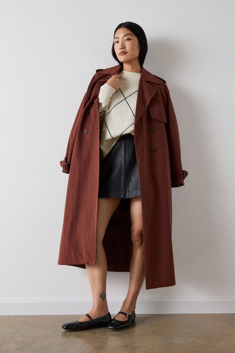 Black Leather A line Skirt