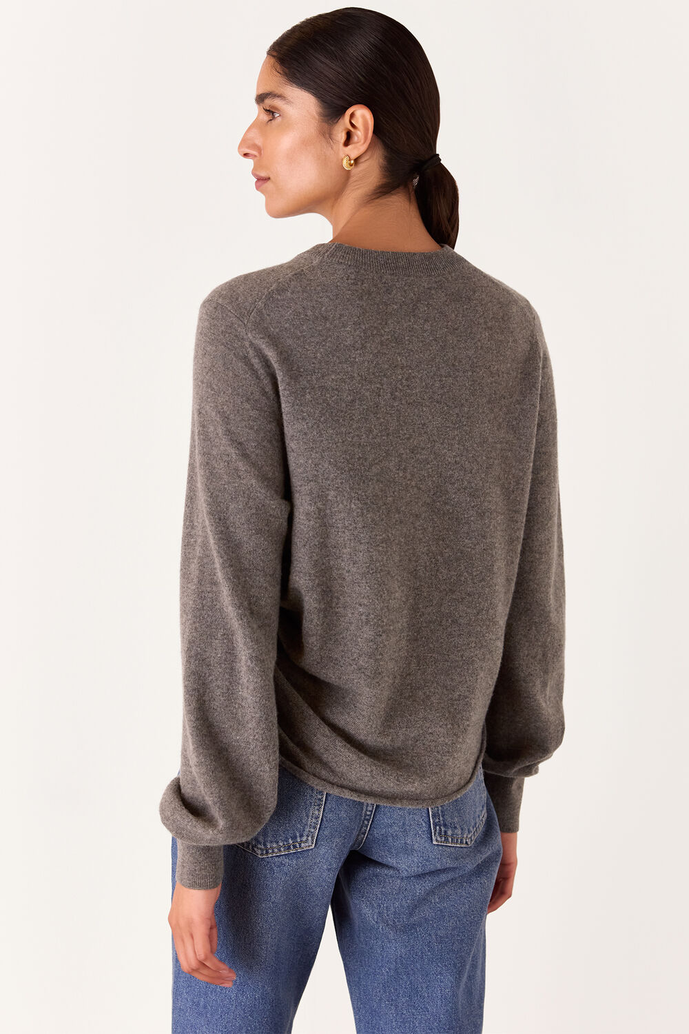 Taupe Side Ruched Detail Sweater