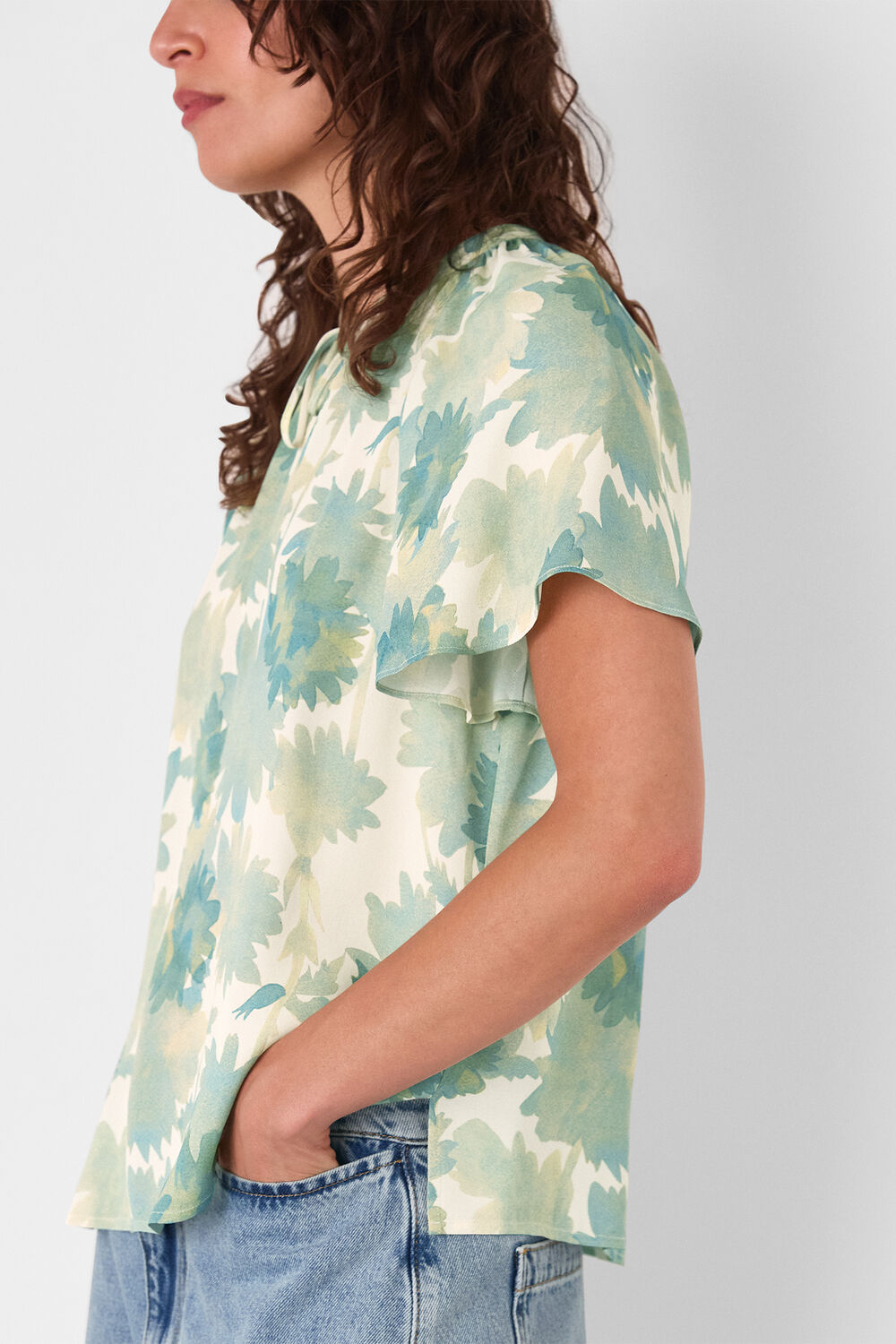 Floral Tie Neck Blouse