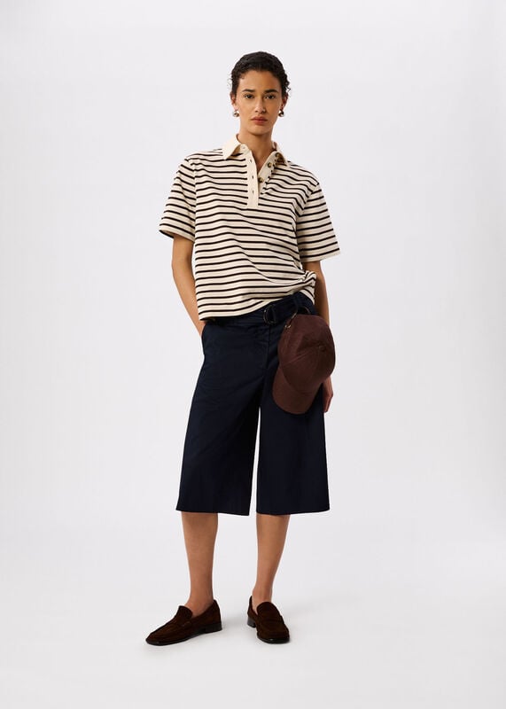 Ivory Short Sleeve Stripe Polo