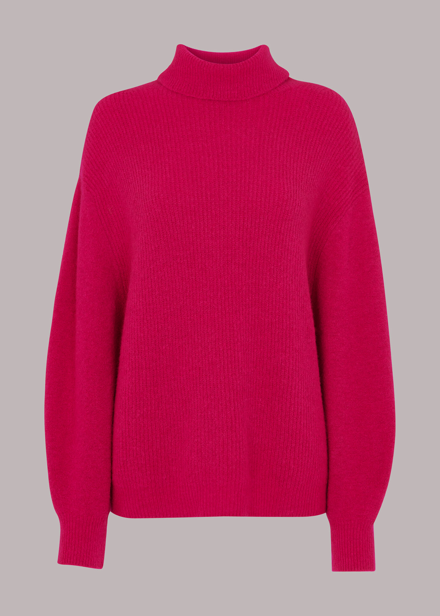 Red ribbed polo neck jumper on sale