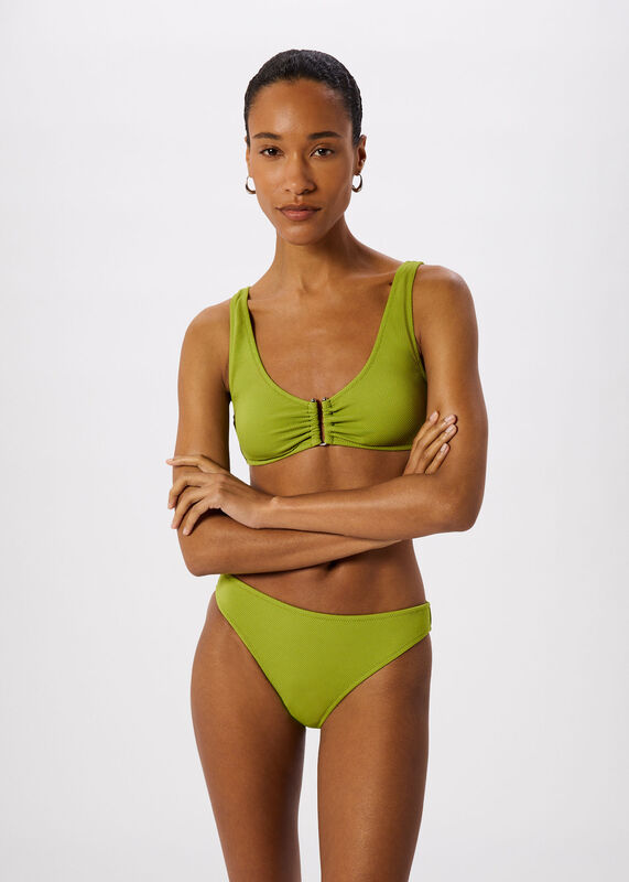 Green Textured Ring Bikini Top