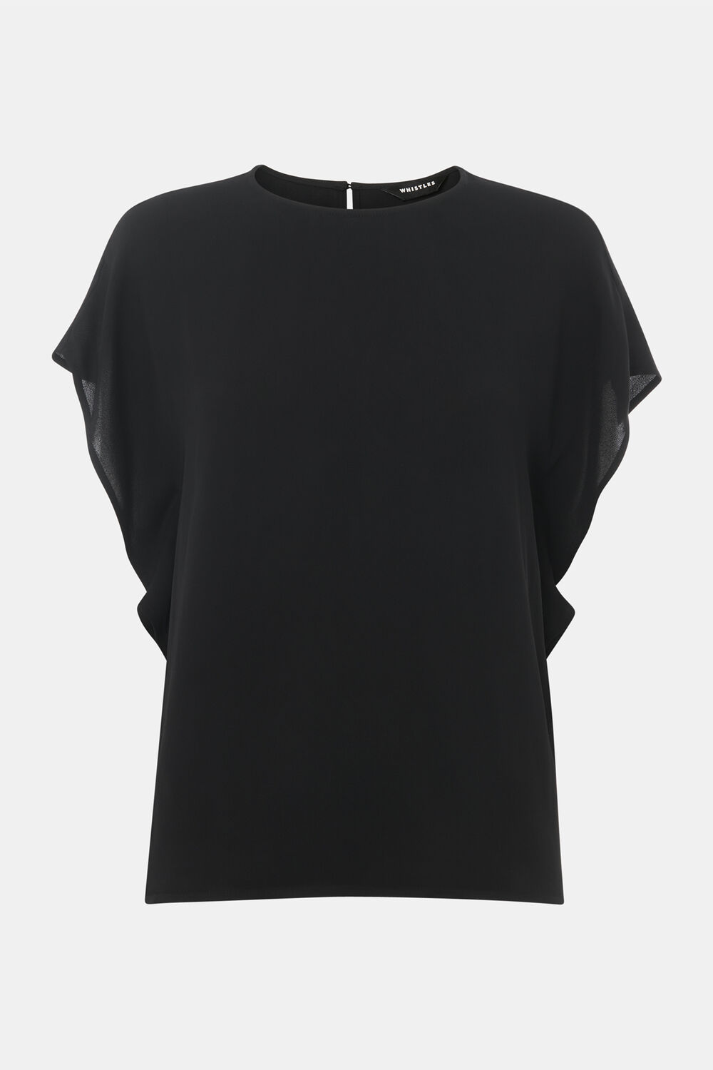 Black Short Sleeve Crepe Shell Top