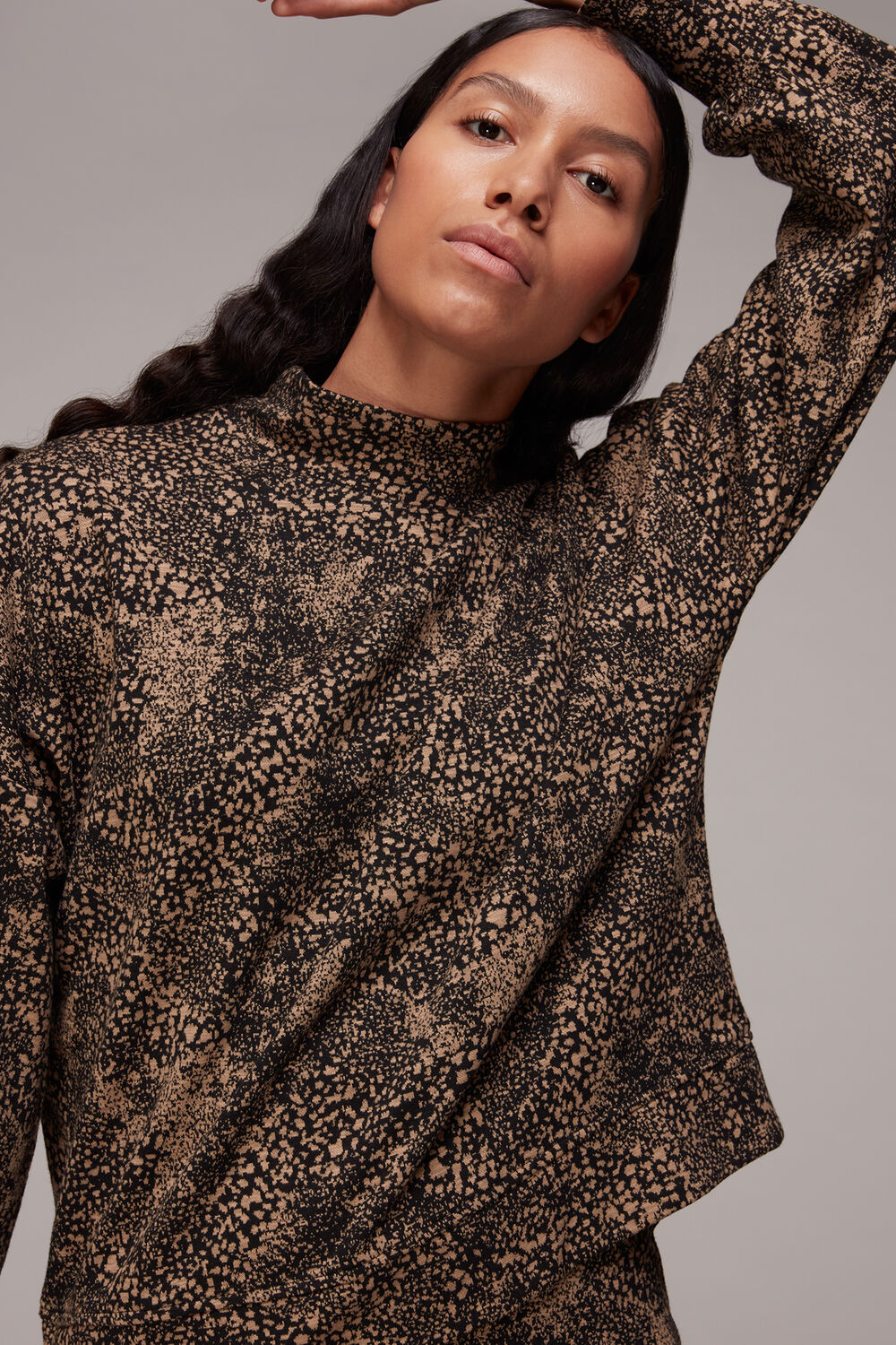 Animal Jacquard High Neck Top