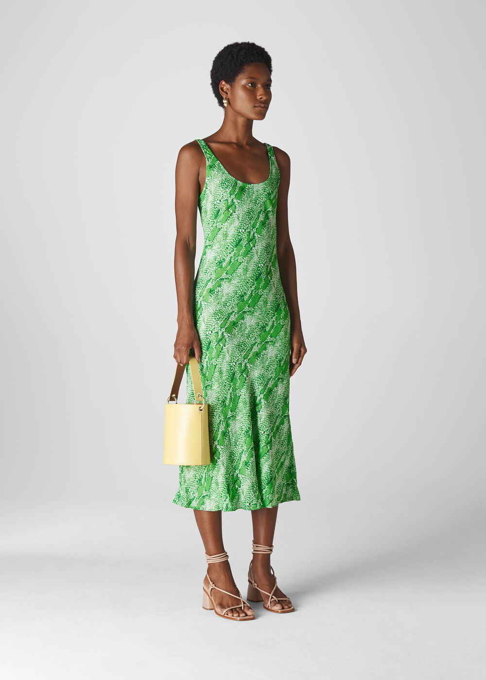 Green/Multi Python Print Slip Dress | WHISTLES | Whistles US |
