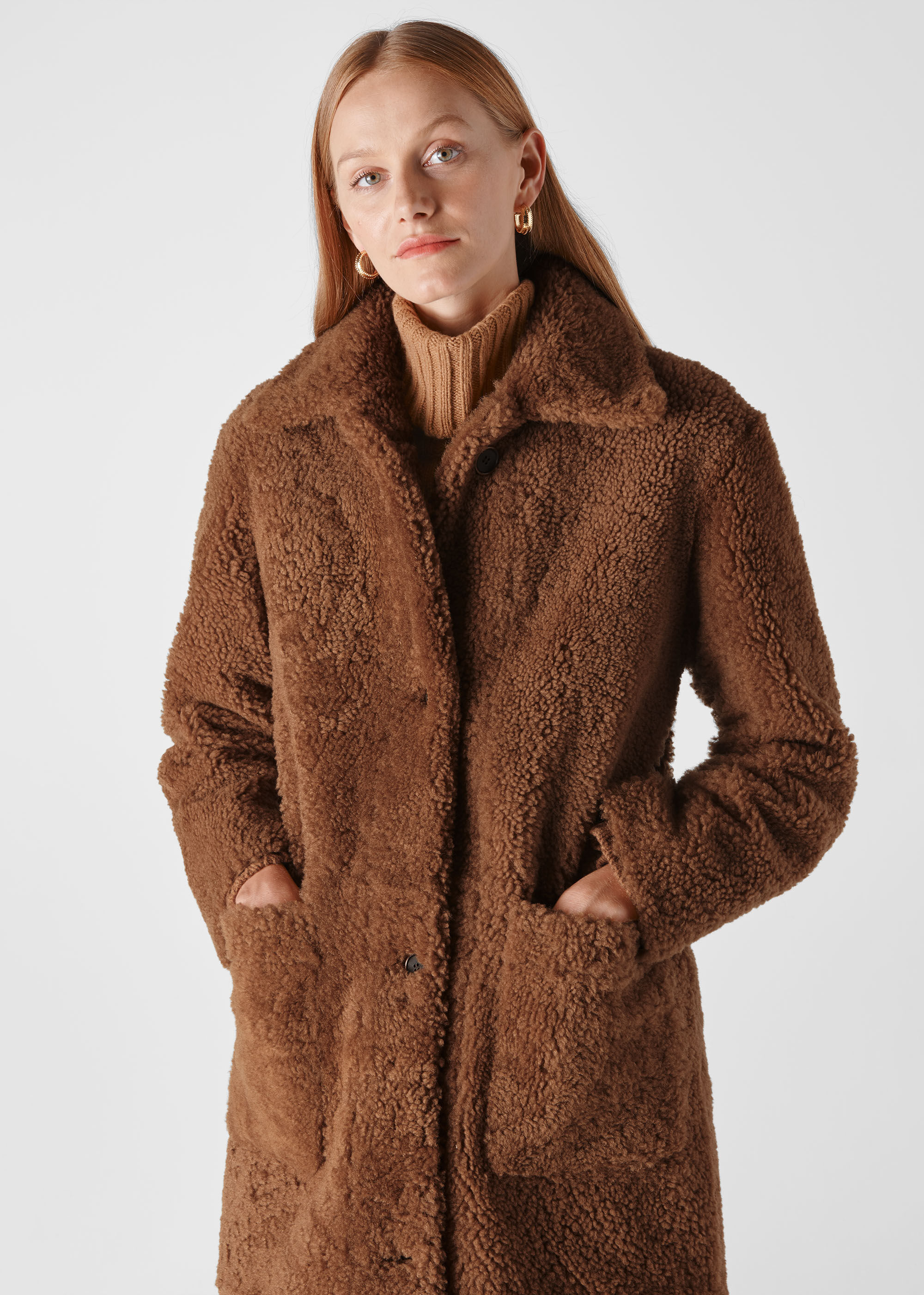 Tan teddy coat womens sale