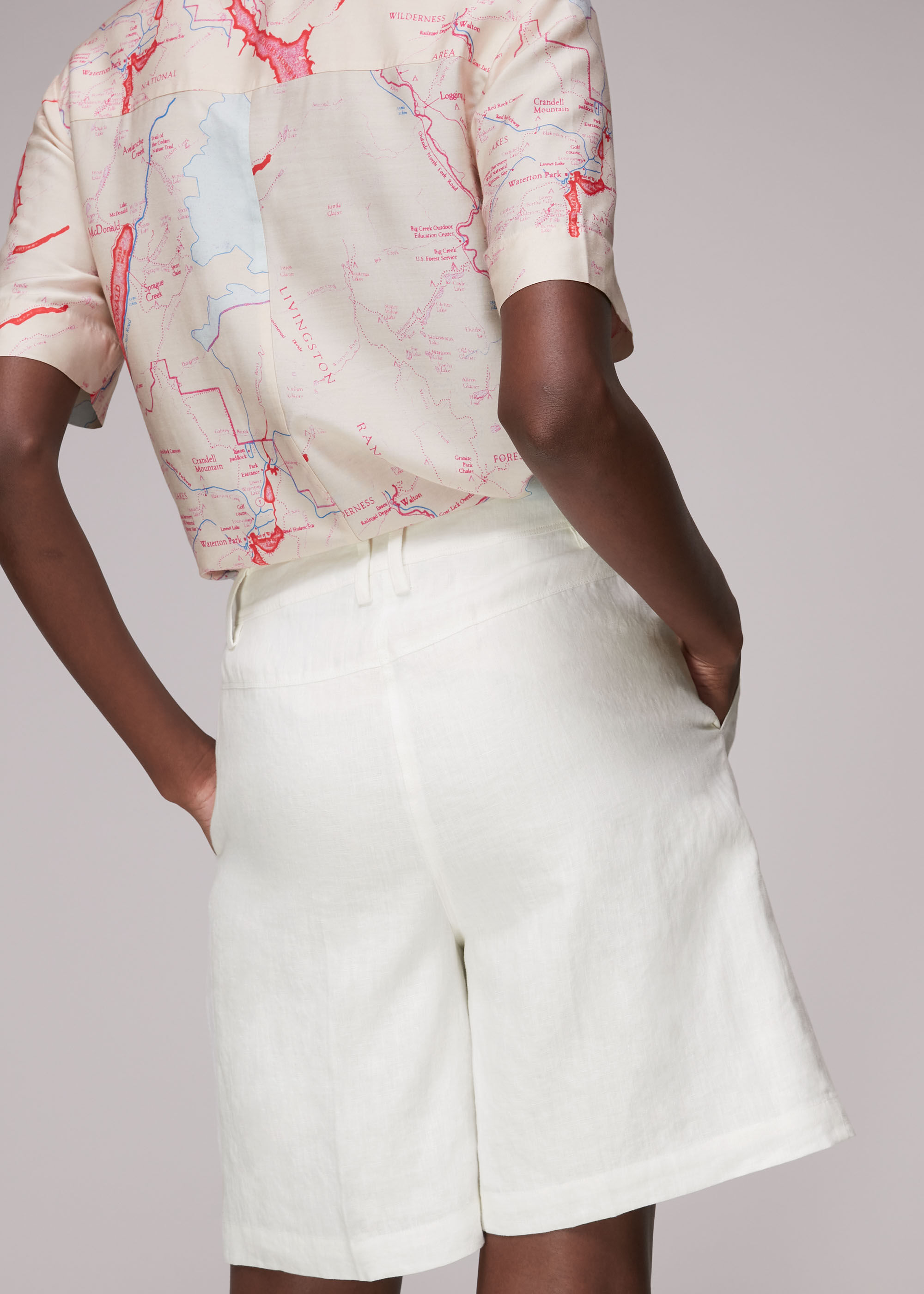 White linen clearance bermuda shorts