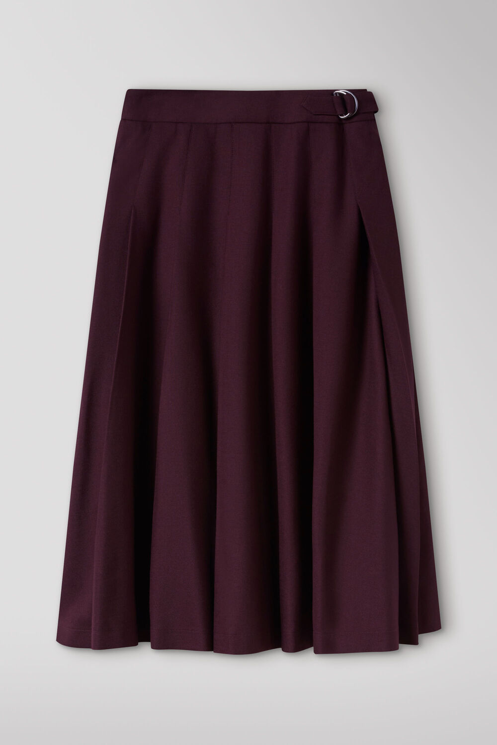 Plum Wool Blend Pleated Kilt Skirt