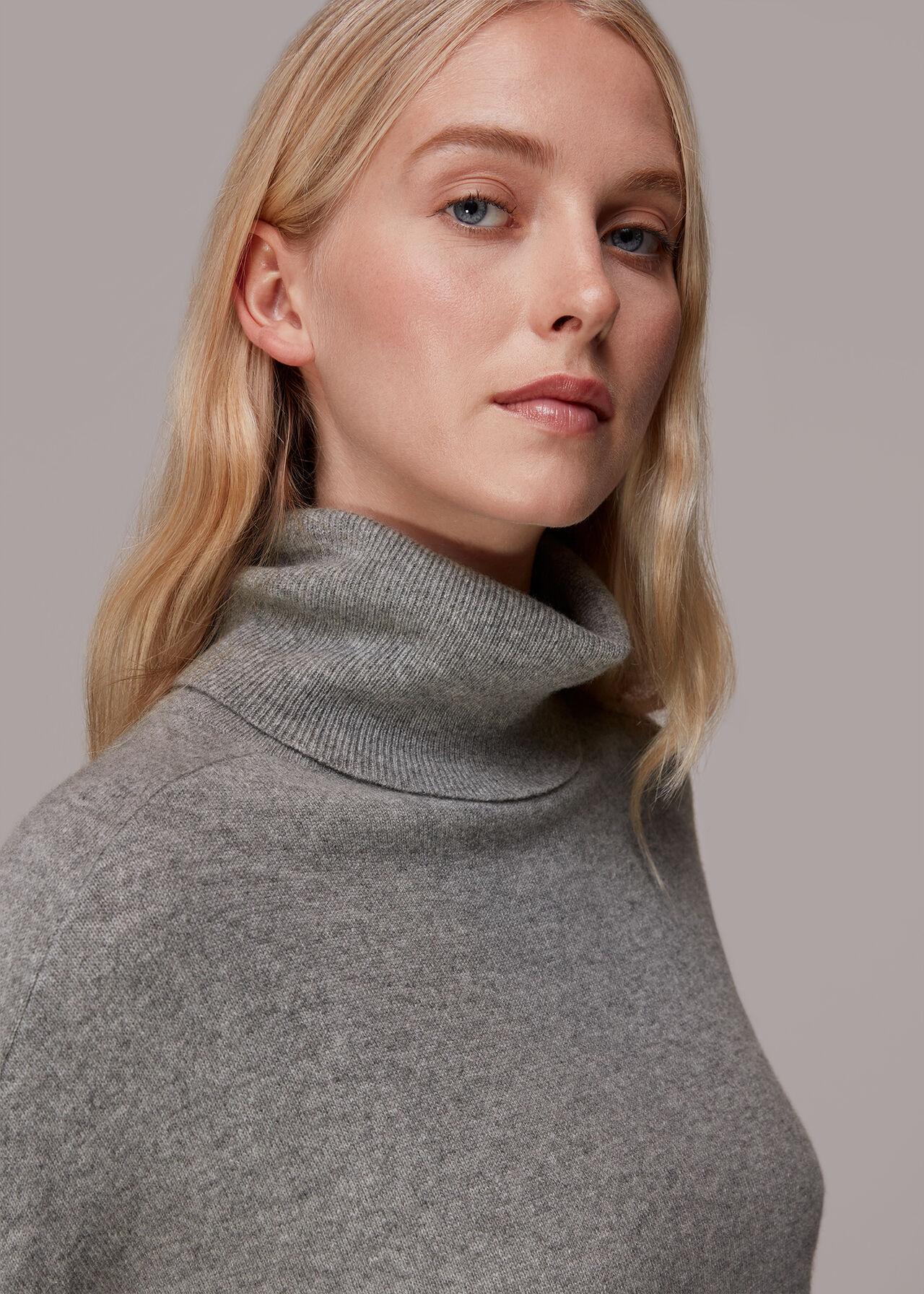 Shop the Grey Cashmere Roll Neck Jumper at Whistles