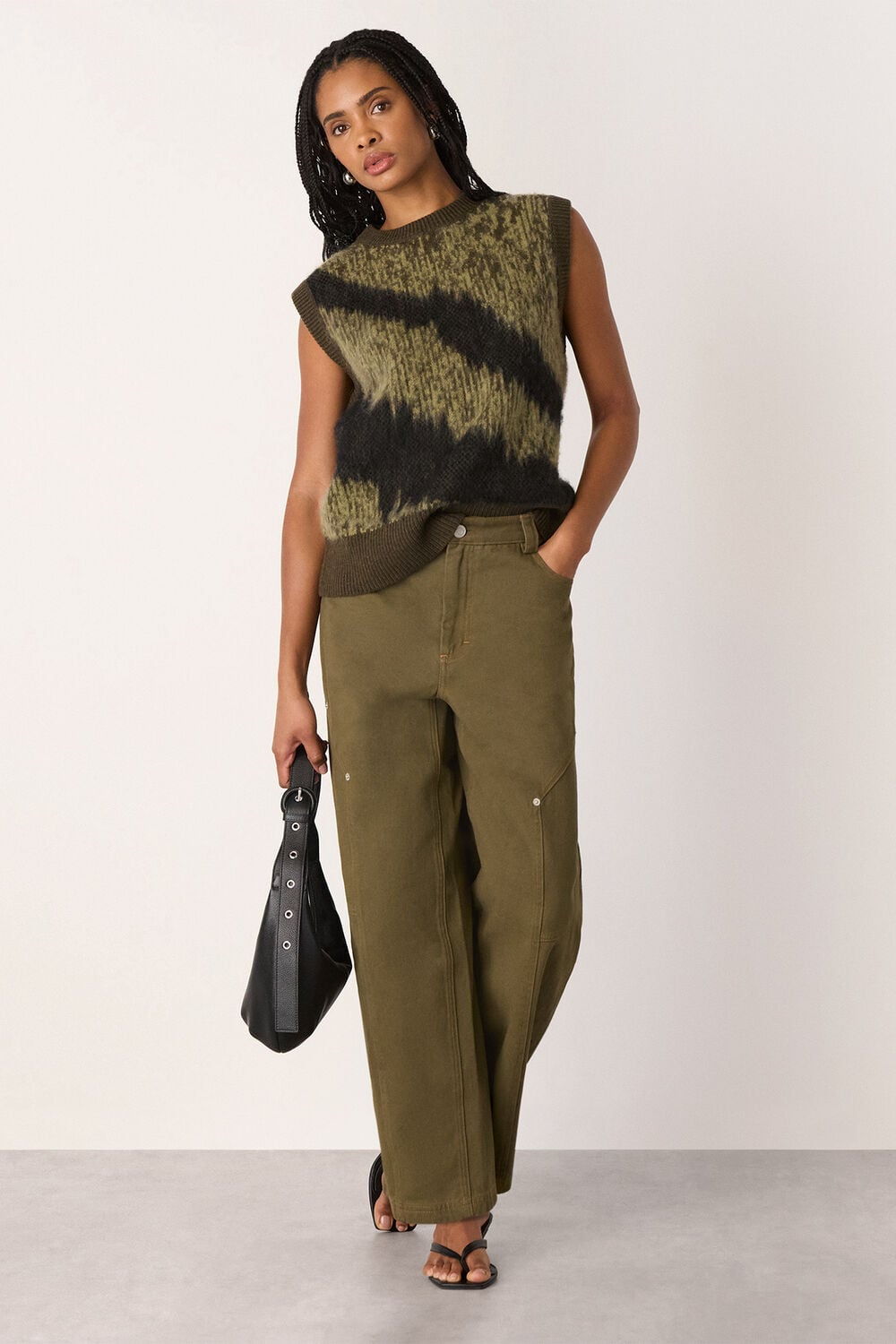 Green Zebra Print Knitted Tank