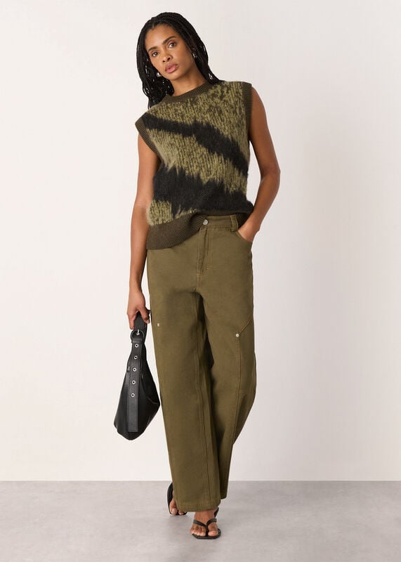 Green Zebra Print Knitted Tank