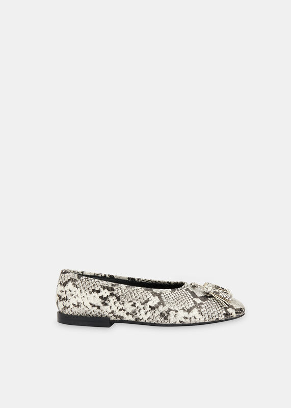 Grey Cilou Tassel Snake Ballet Pump