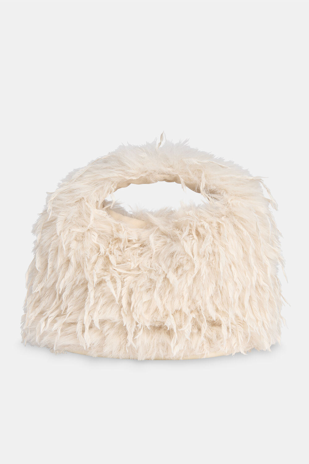 Taupe Luz Faux Feather Mini Bag