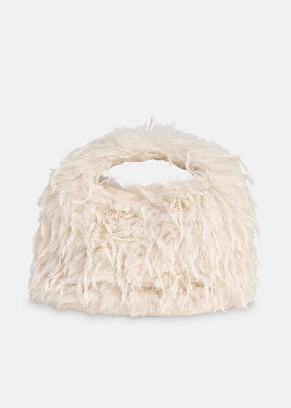 Taupe Luz Faux Feather Mini Bag