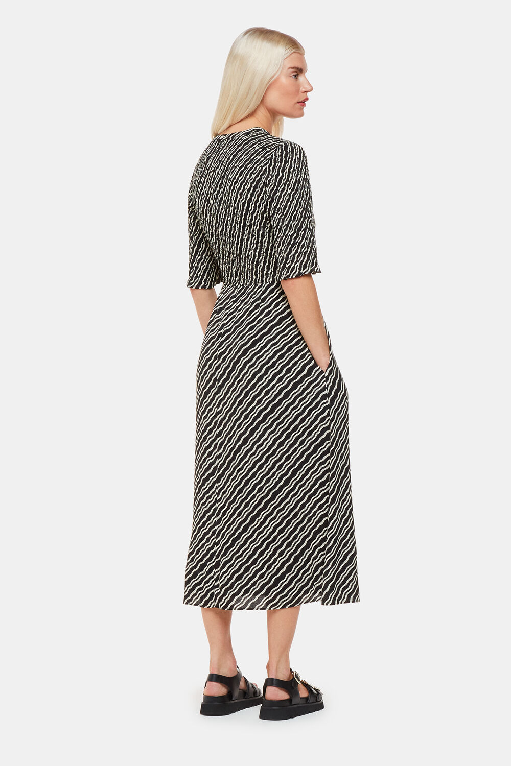 Petite Diagonal Ripple Shirred Dress