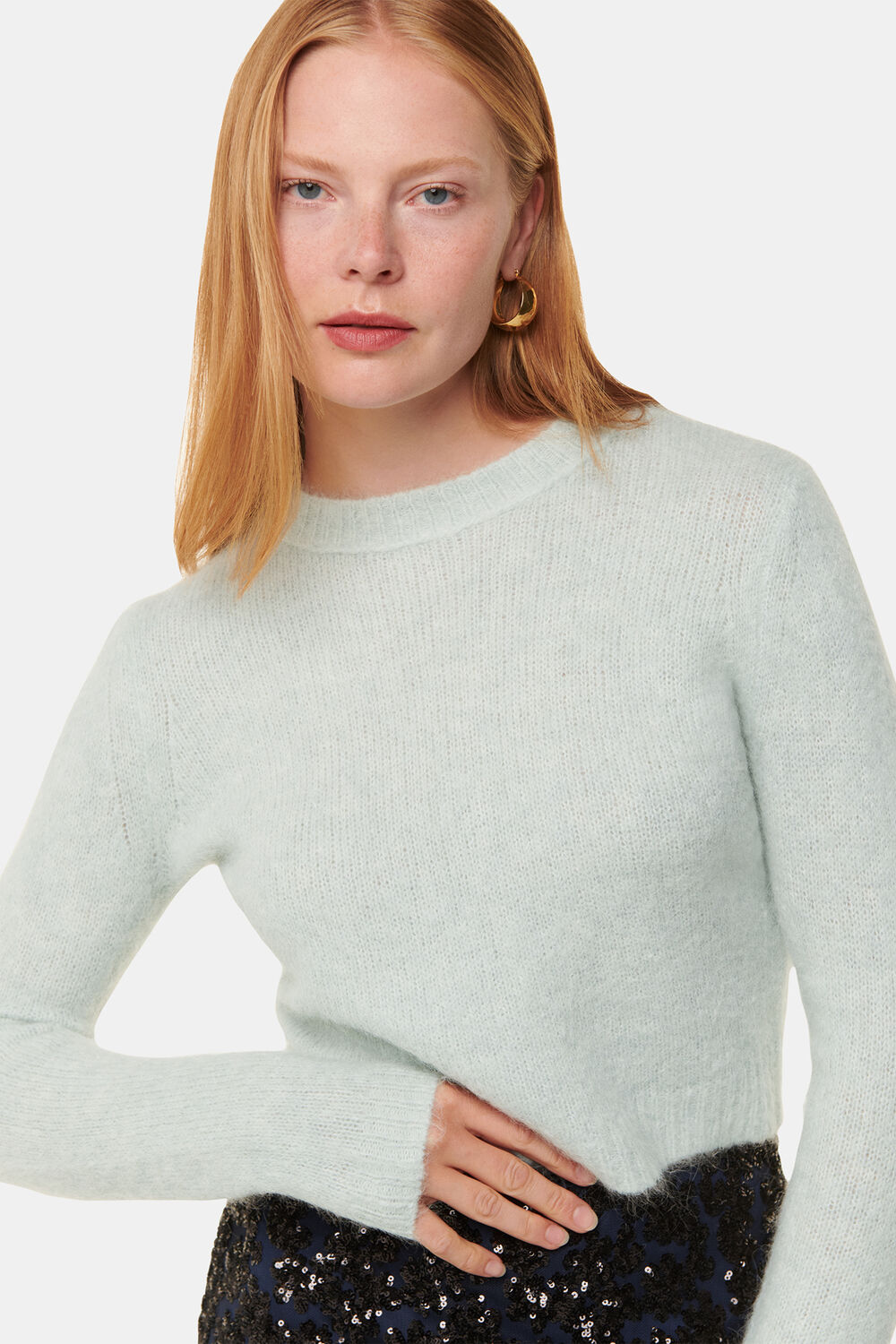 Mint Alpaca Mix Fluffy Sweater