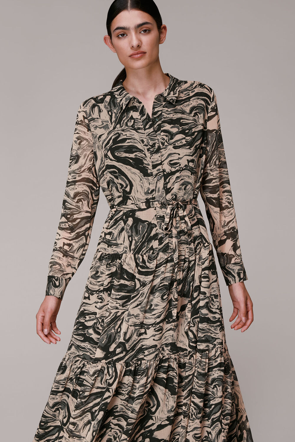 Multicolour Marble Print Shirt Dress