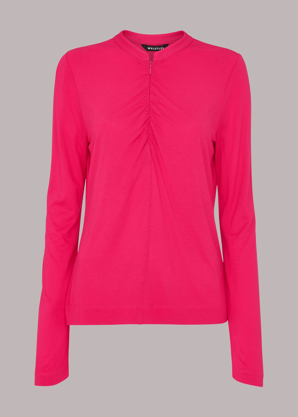 Ruched Zip Neck Top