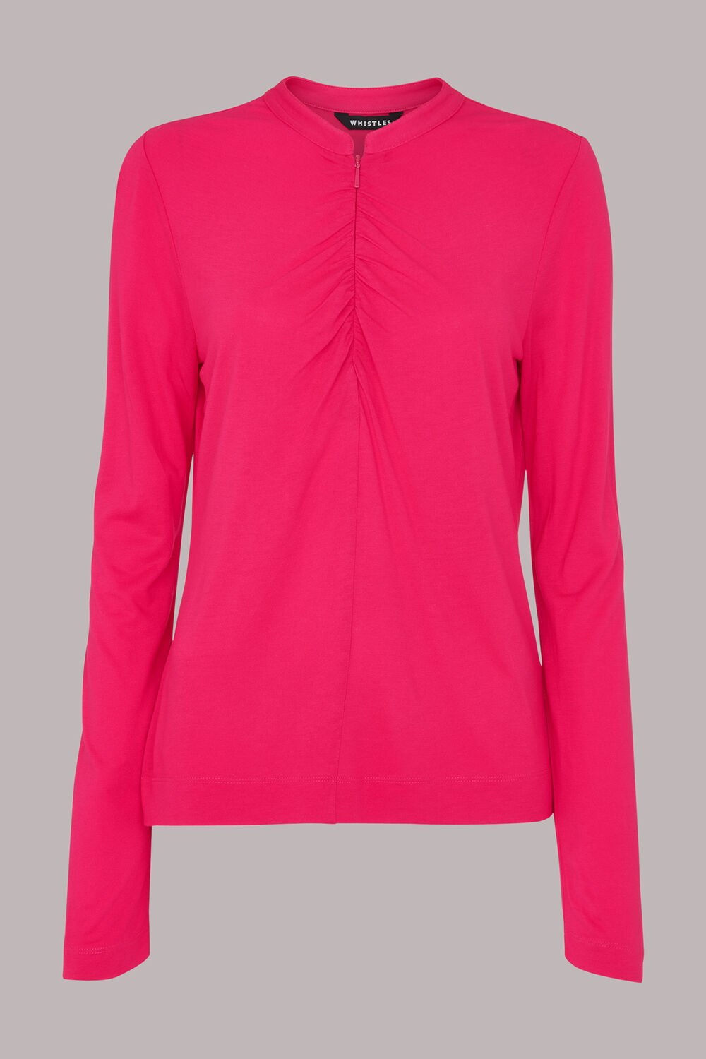 Ruched Zip Neck Top