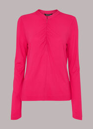 Ruched Zip Neck Top