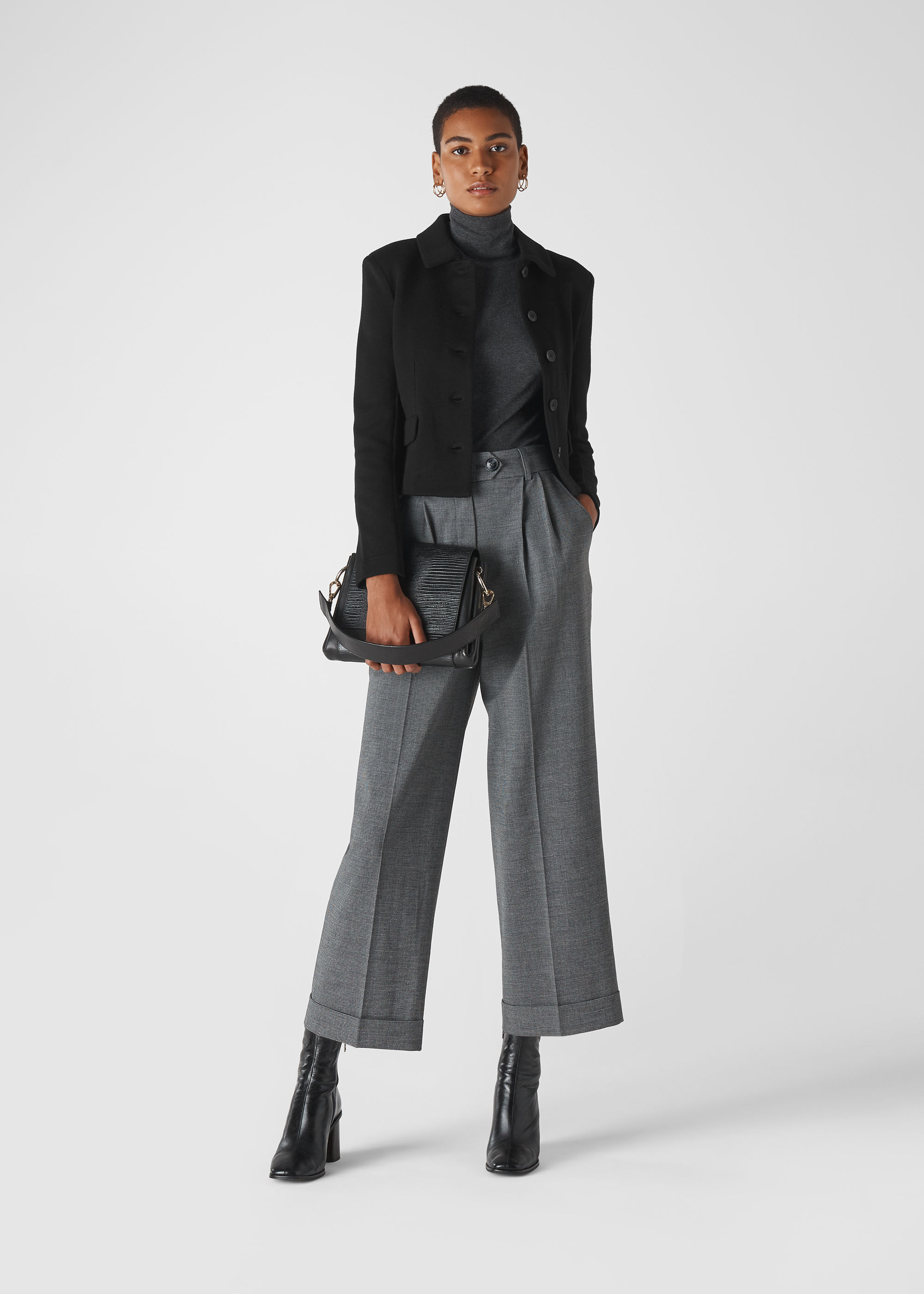 Black Button Front Jersey Jacket WHISTLES