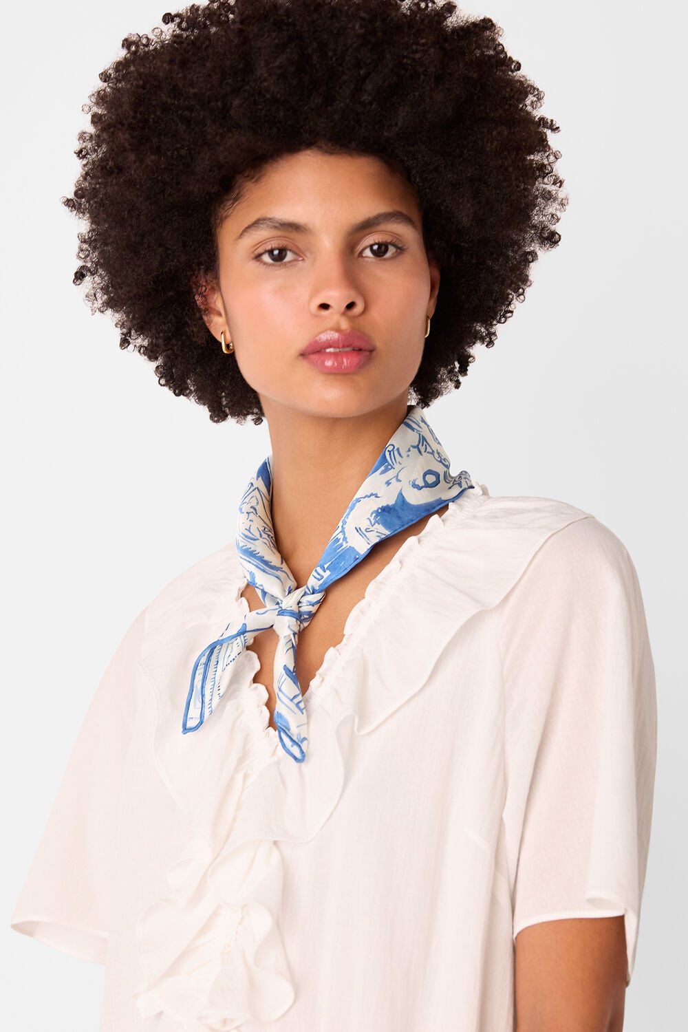 Blue Rome Print Silk Scarf