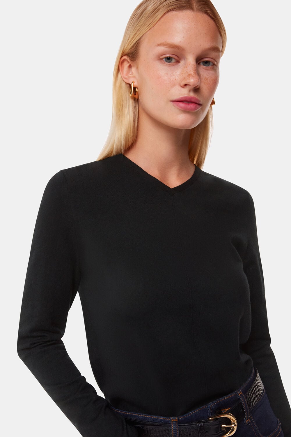 Black Mila V Neck Knit