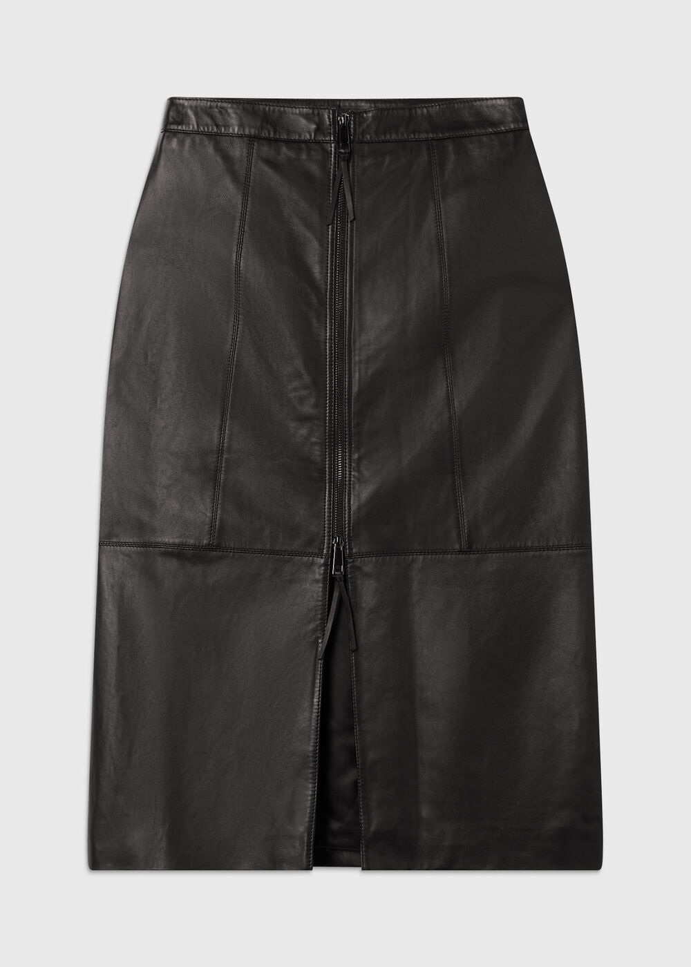 Zip Front Leather Pencil Skirt