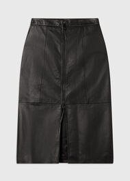 Zip Front Leather Pencil Skirt