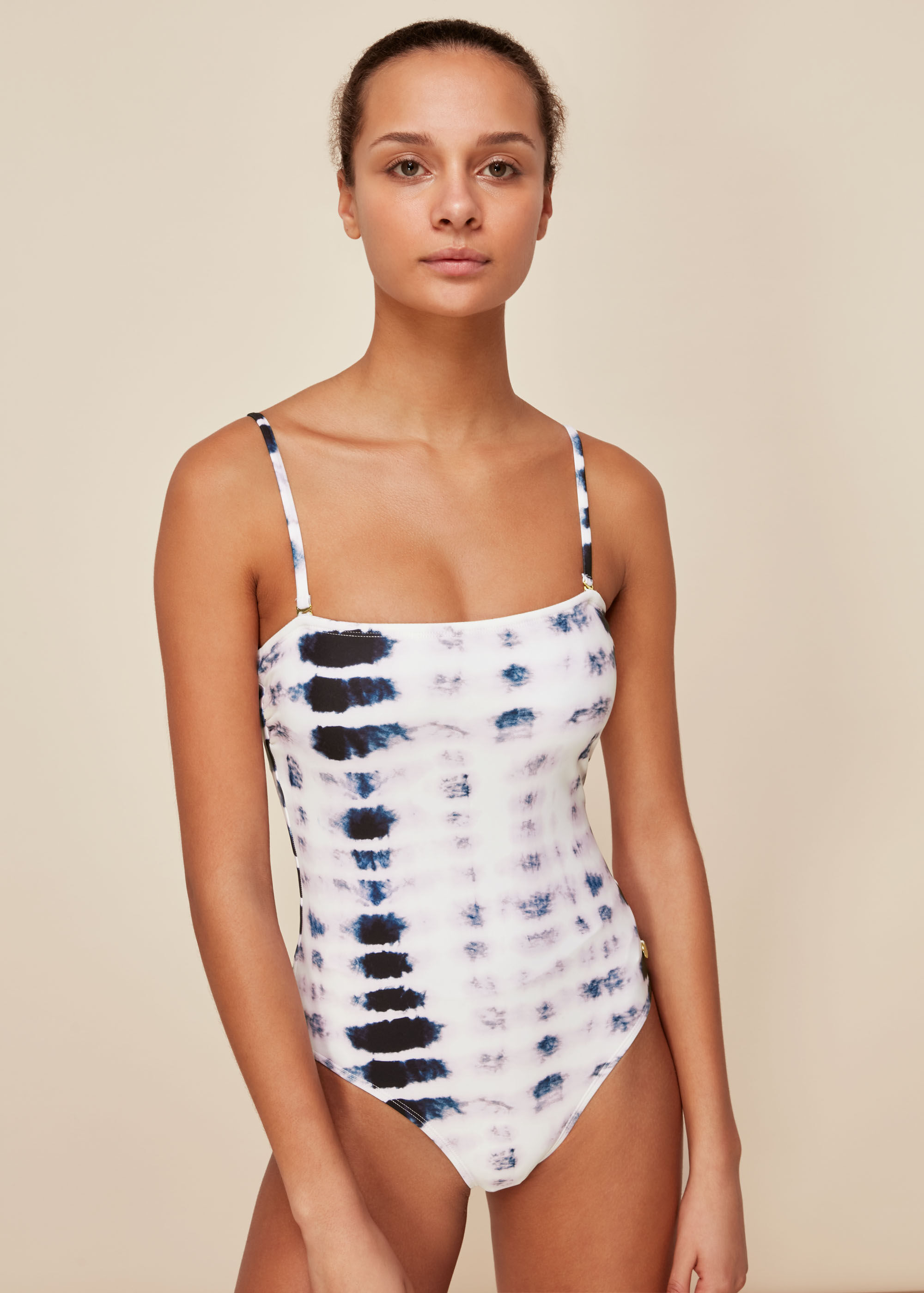Multicolour Tie Dye Square Neck Swimsuit