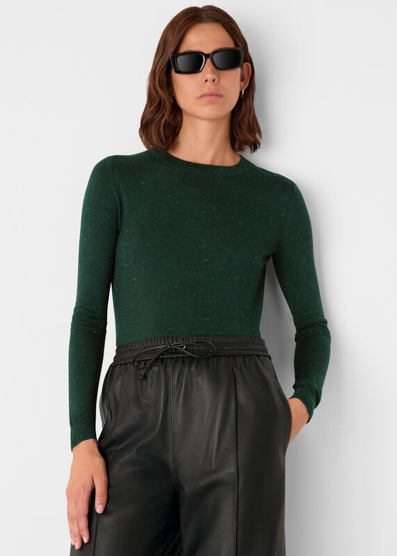 Dark Green Annie Sparkle Crew Neck Sweater