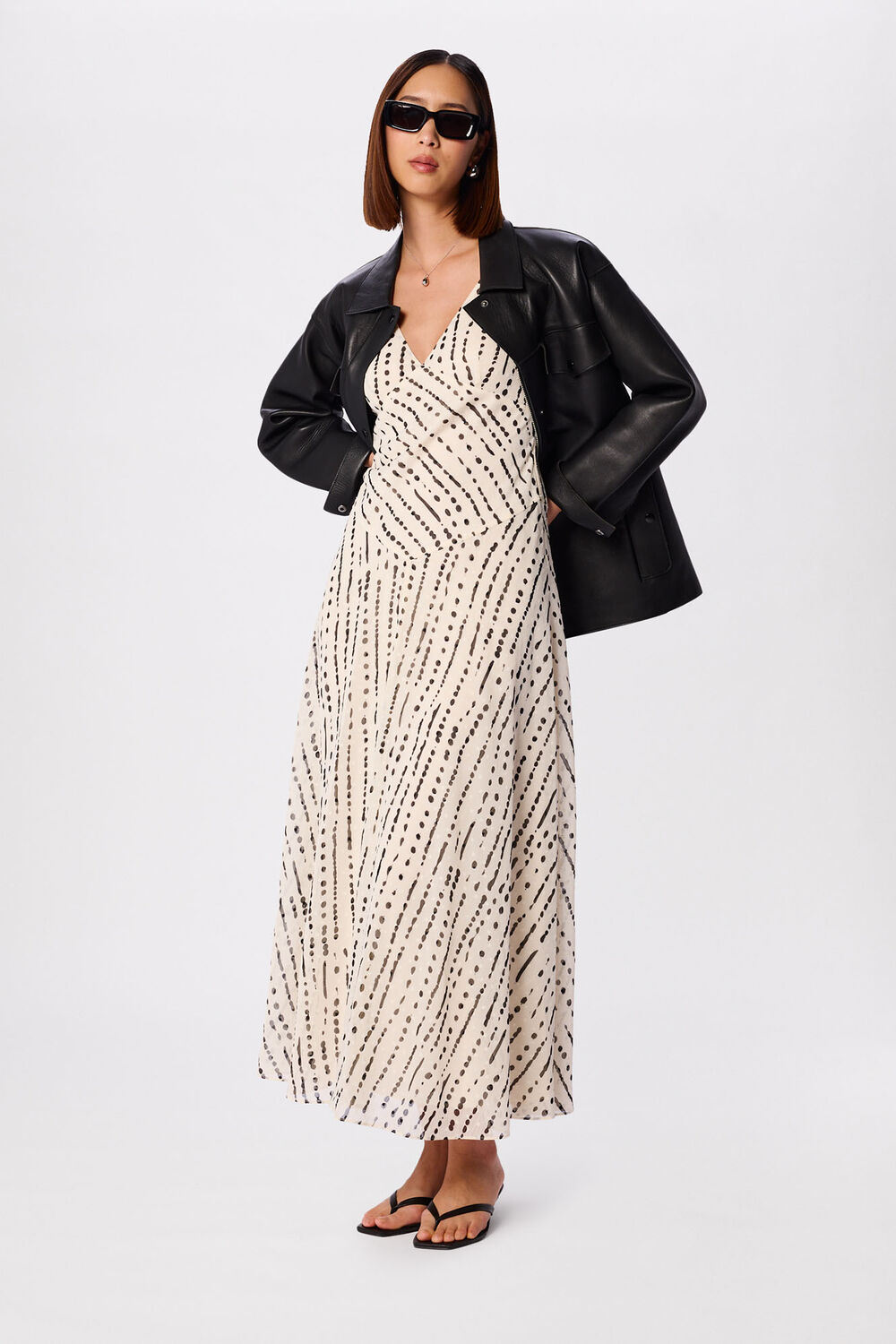 White Dashed Spot Dobby Maxi Dress