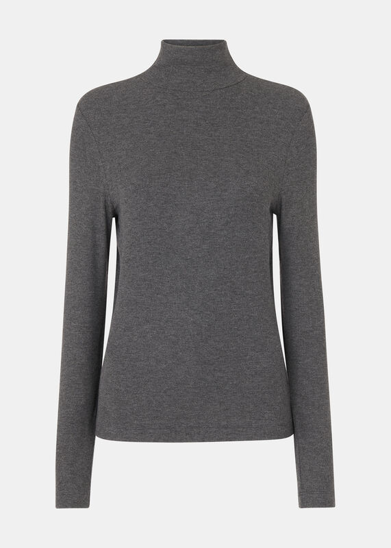 Dark Grey Essential Ribbed Turtleneck
