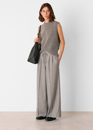 Petite Herringbone Wide Leg Trouser