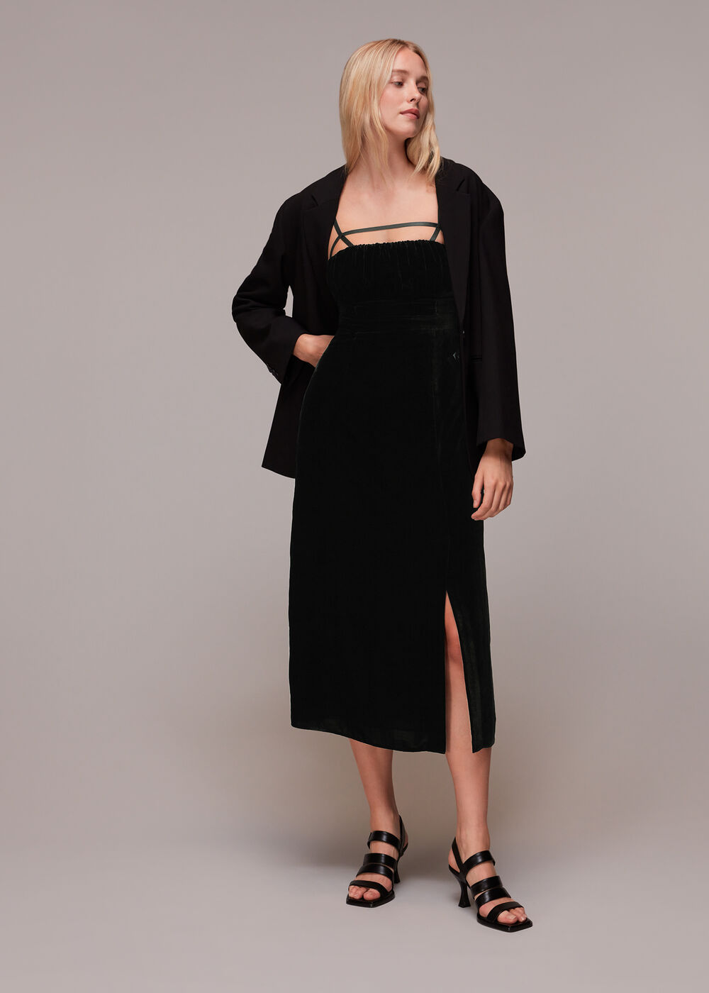 Cut Out Velvet Slip Dress