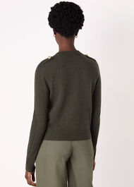 Military Crew Neck Cardigan