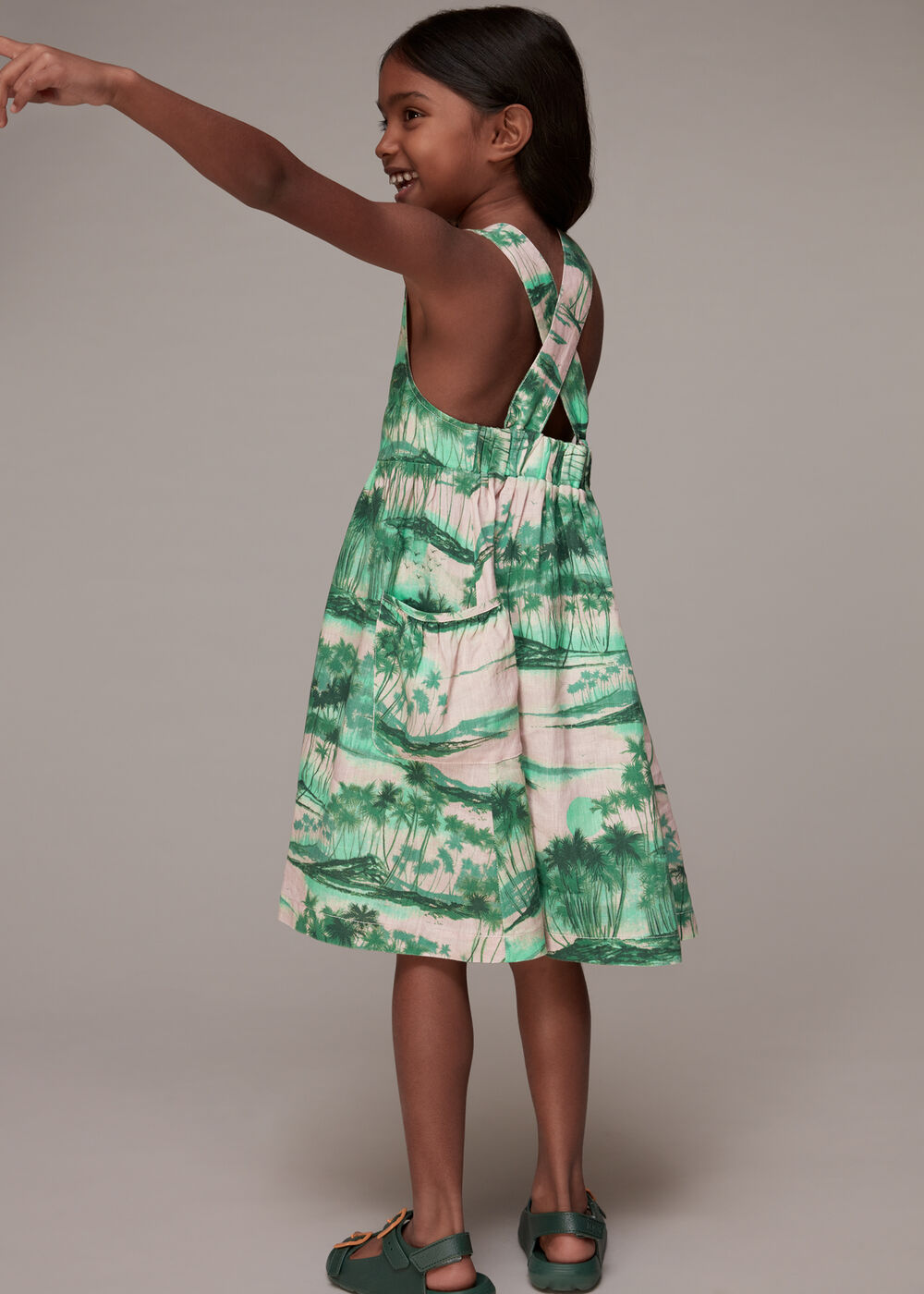 Waving Palms Poppy Linen Dress