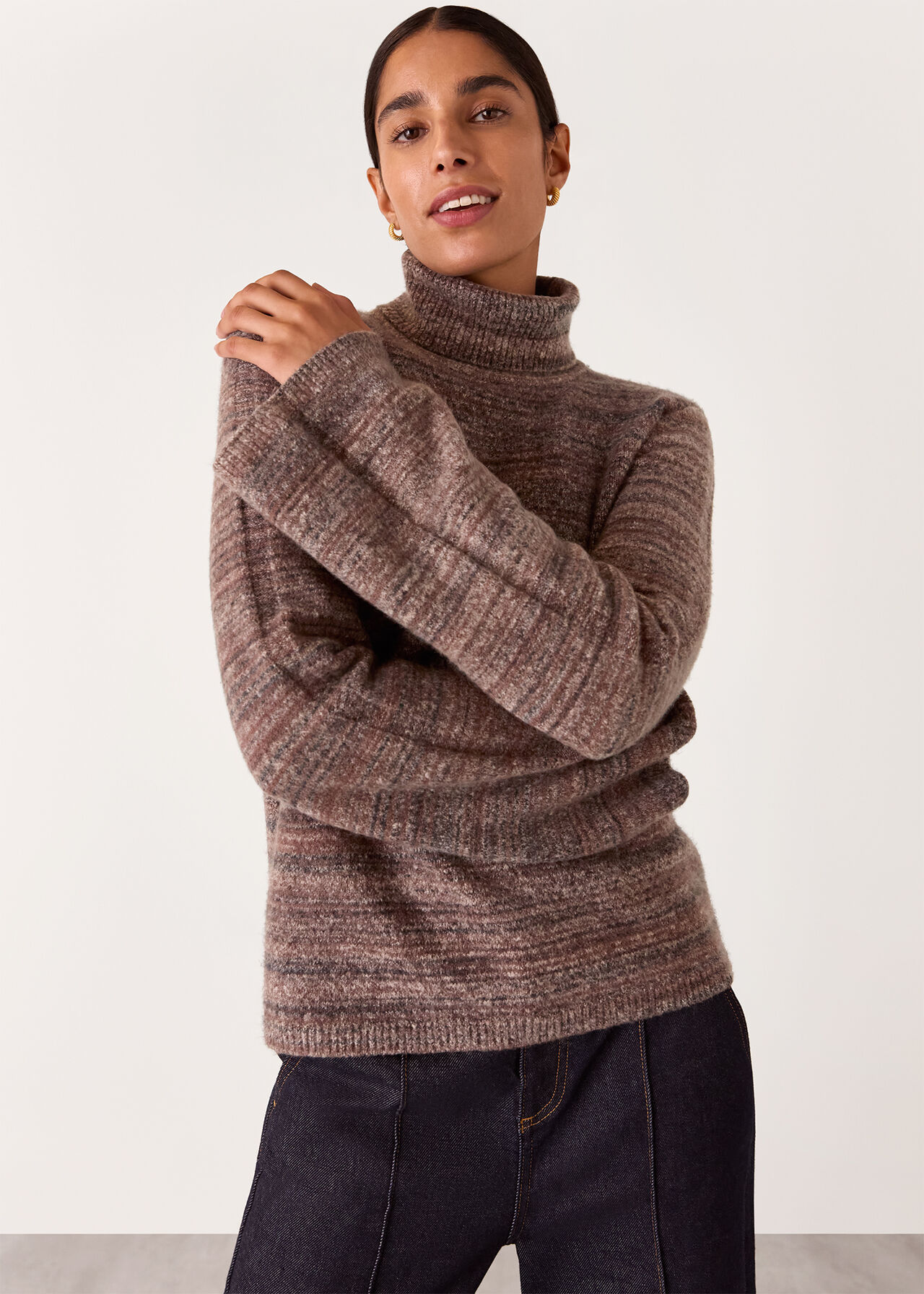 Textured Funnel Neck Knit