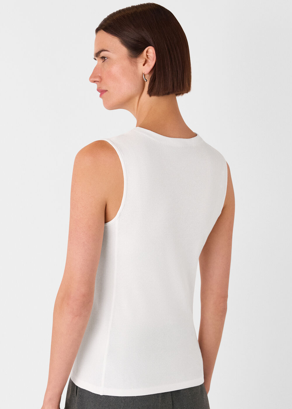 High Neck Rib Detail Tee