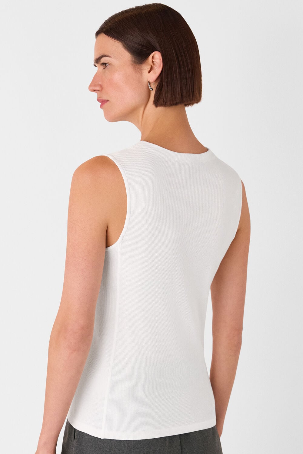 High Neck Rib Detail Tee