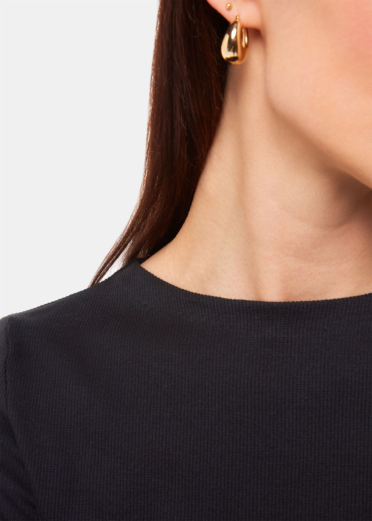 High Neck Long Sleeve Rib Top