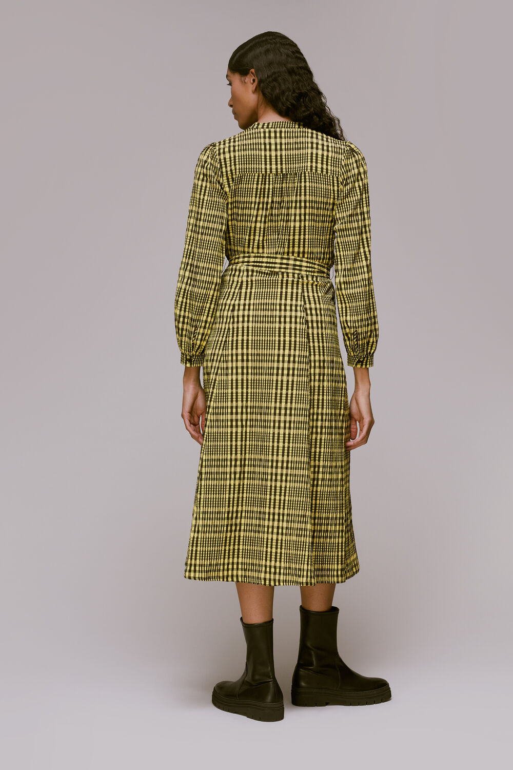 Nora Gingham Check Midi Dress
